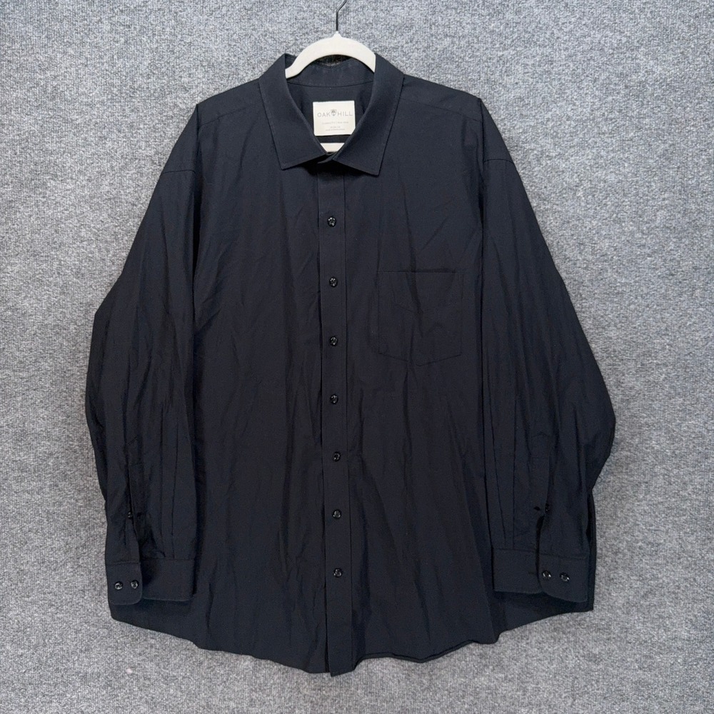 Oak Hill Dress Shirt Mens 19 34/35 Black Non-Iron Classic Fit Long Sleeve Cotton